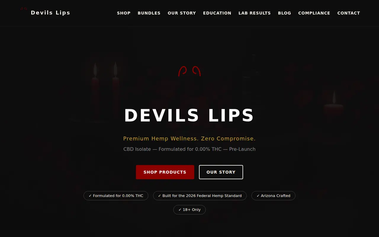 Devils Lips homepage screenshot